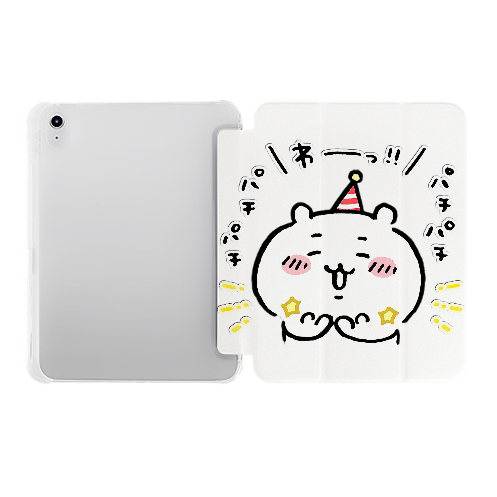 （画像用） ちいかわ ちいかわ Chii-kawa chiikawa IPad ケース ペン収納付き 三つ折りスタンド PUレザー×シリコン 対応機種9.5/10.5/10.9インチ